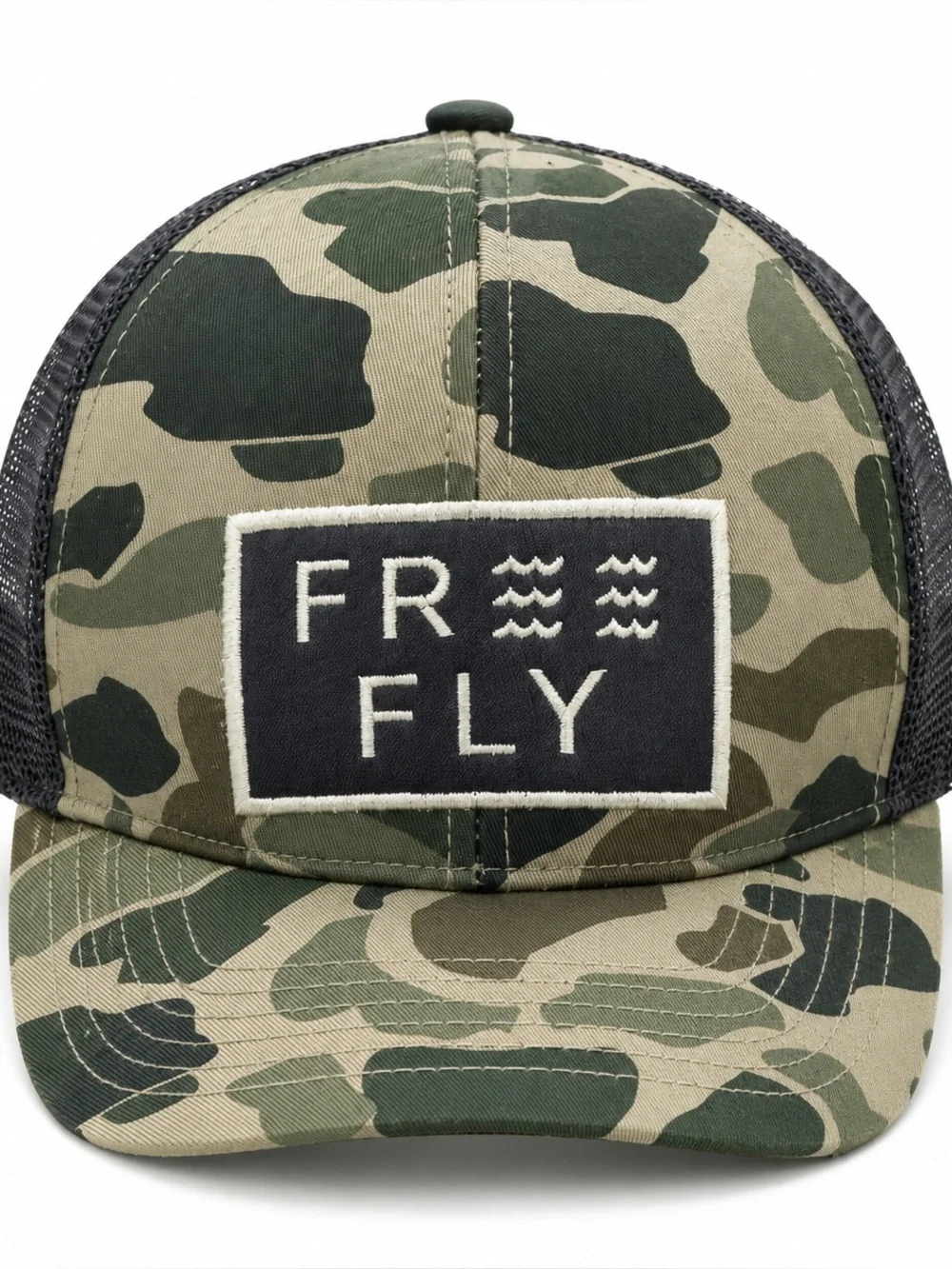Free Fly Apparel Camo Trucker Hat Mesh Snapback Coastal Outdoor Fishing Cap OS